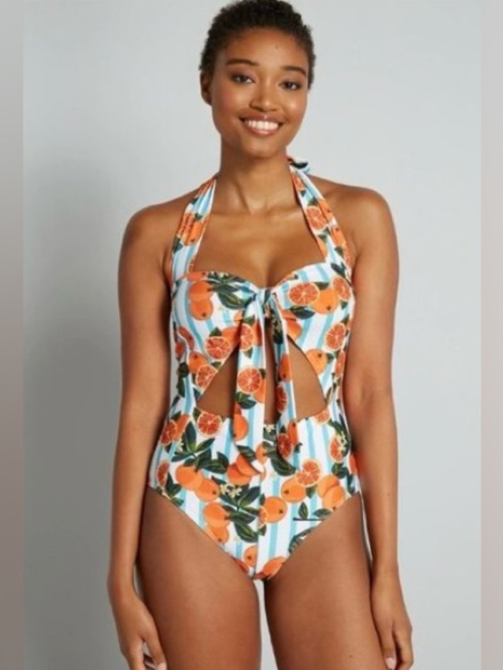 ModCloth x Collectif -  The Elvira Orange Citrus One-Piece Swimsuit